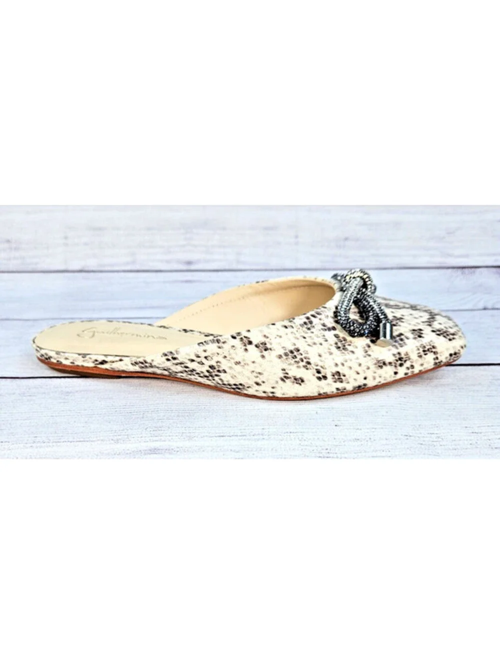 Anthropologie Guilhermina snake skin look ballet flat mules size 6M